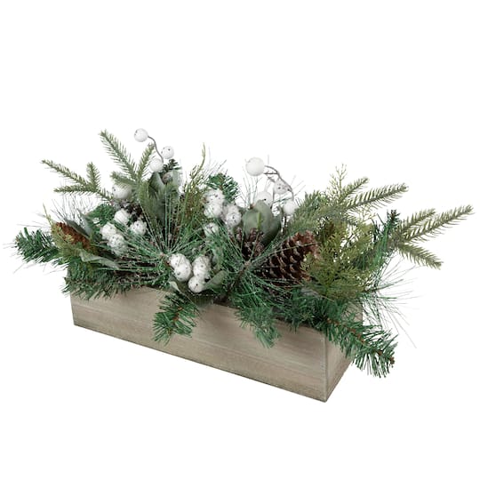 20" Mixed Pine with Pine Cones and Berries Christmas Floral Arrangement